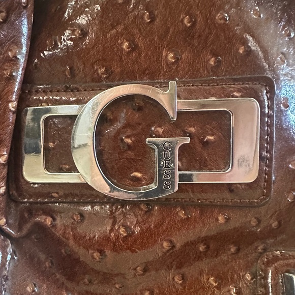 Vintage Y2K Guess Bag Faux Leather Ostrich Satchel Bag Shoulder Bag - Picture 6 of 8